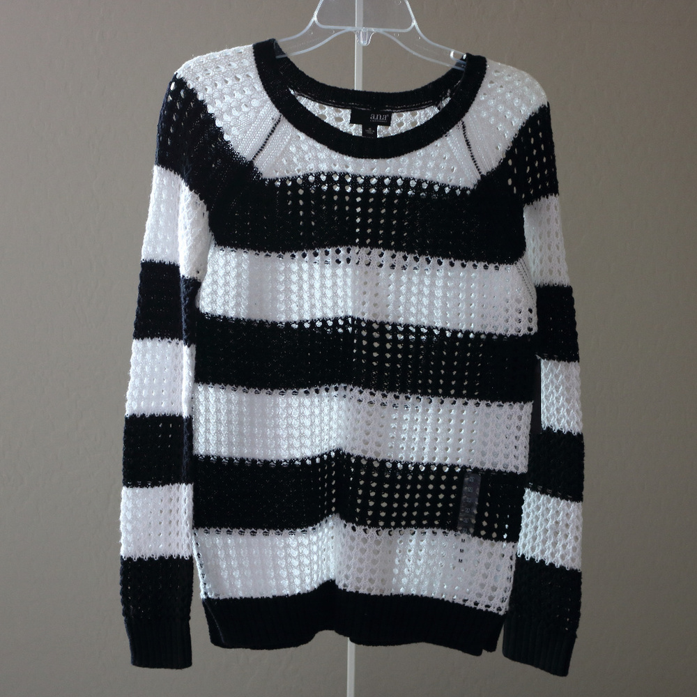A.N.A Black and White Stripe Sweater - M